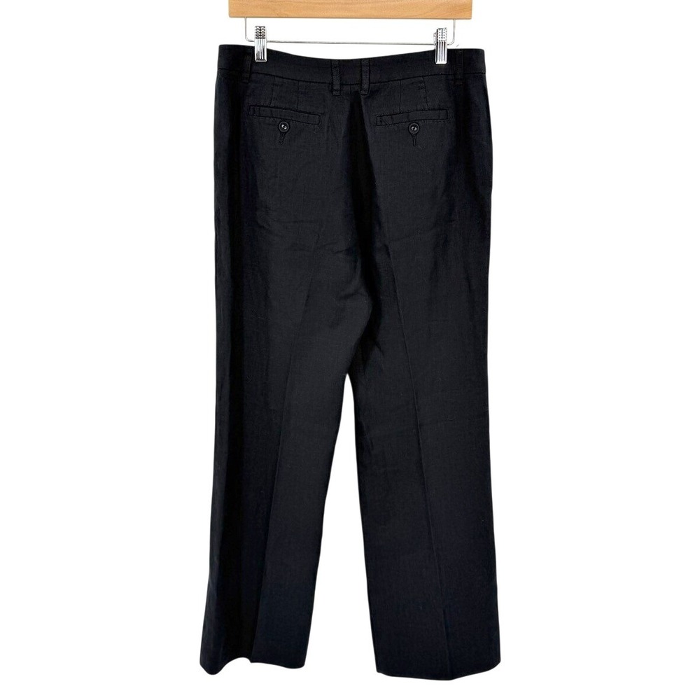 Garnet Hill Classic Linen Trousers Womens 6 Pants Wide Leg Black Coastal Luxury - Picture 4 of 9